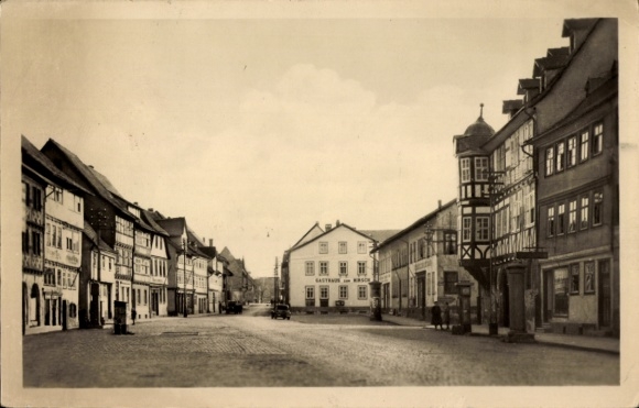 Photo Postcard Wasungen Werra, Gasthaus zum Hirsch, petrol pump