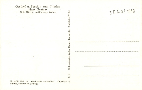 Postcard Rosenberg in Baden, aerial photograph, Gasthof Pension zum Frieden