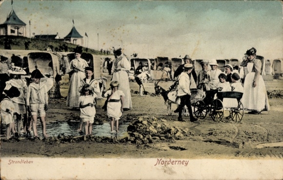 Postcard North Sea resort Norderney East Frisia, beach life