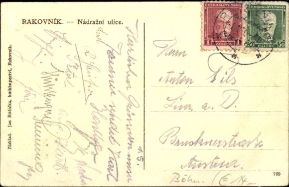 Postcard Rakovnik Rakonitz Central Bohemia, Nadrazni ulice