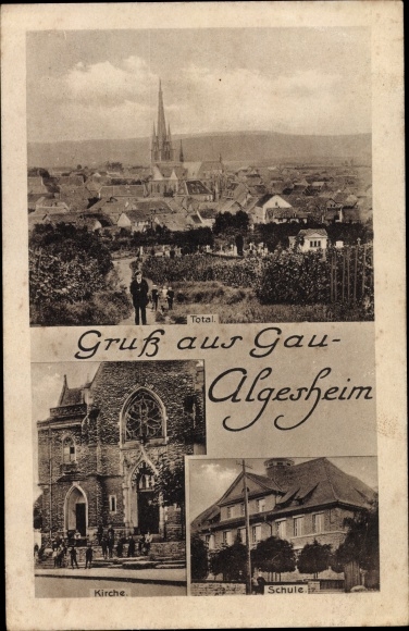 KP Gau Algesheim am Rhein, kościół, szkoła, widok ogólny