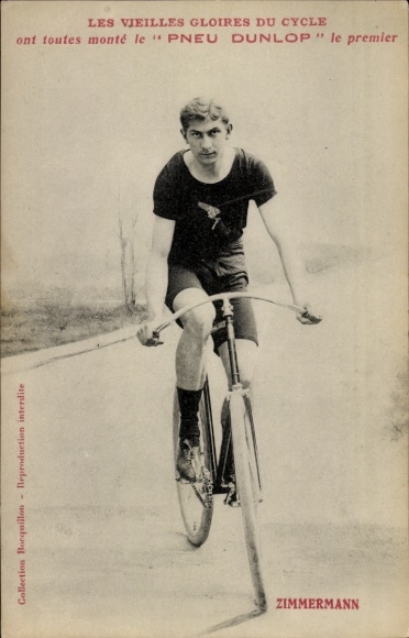 Ak Radrennfahrer Zimmermann, Pneu Dunlop, Reklame