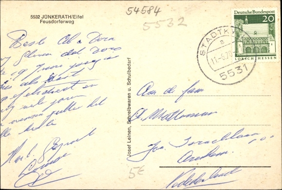 Postcard Jünkerath in the Eifel, Feusdorferweg