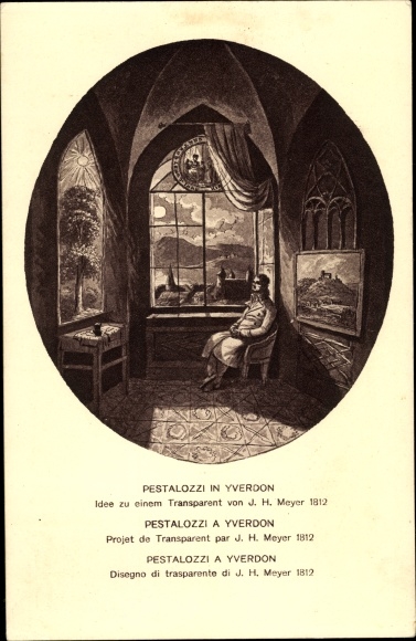Postal stationery PC teacher Johann Heinrich Pestalozzi in Yverdon, national celebration 1914