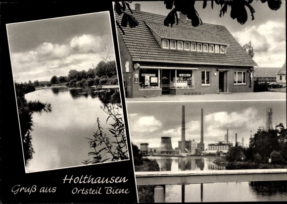 Ak Biene Holthausen Lingen im Emsland, Industrieanlagen, Geschäftshaus