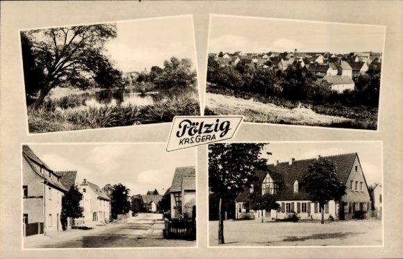 Postcard Pölzig in Thuringia, inn, street, panorama