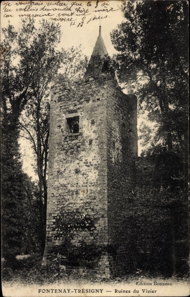 Ak Fontenay Tresigny Seine et Marne, Ruines du Vivier