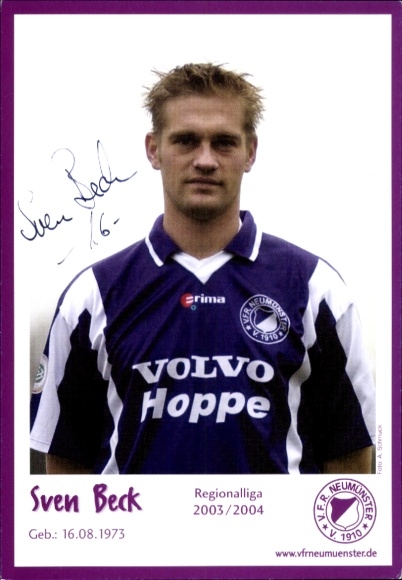 Autogrammkarte Fußballer Sven Beck, VfR Neumünster, Autogramm