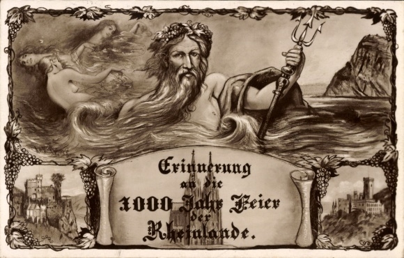 Een herinnering aan het 1000-jarig jubileum van het Rijnland, Vader Rijn, de Dom van Keulen