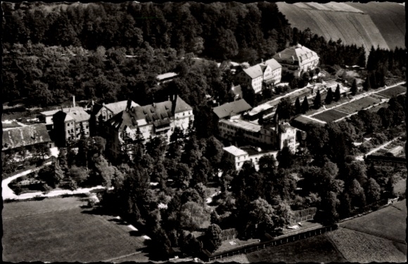 Postcard Jordanbad Biberach an der Riß Upper Swabia Württemberg, aerial photograph of a spa town, building i