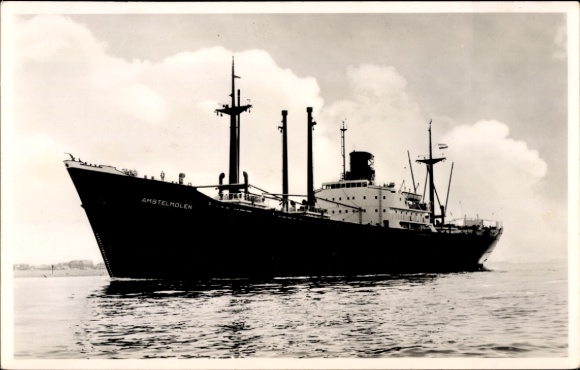 Postcard Cargo Ship MS Amstelmolen, NV Reederei Amsterdam