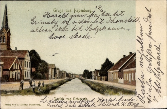 Ak Papenburg im Emsland, Partie von Untenende