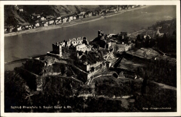 KP St. Goar am Rhein, zamek Rheinfels, zdjęcie lotnicze