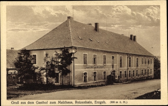 Postcard Reitzenhain Marienberg in the Erzgebirge, Gasthof zum Malzhaus