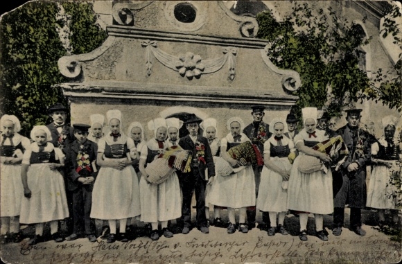 Postcard Schleife in Upper Lusatia, Wendish baptism