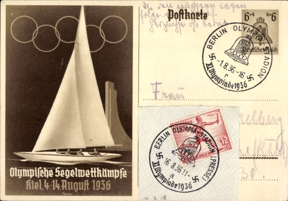 Postal stationery Postcard Olympic Sailing Competitions Kiel 1936