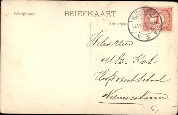 Postcard steamer Koningin Regentes in the storm
