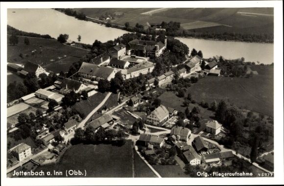 Postcard Jettenbach am Inn Upper Bavaria, aerial photograph