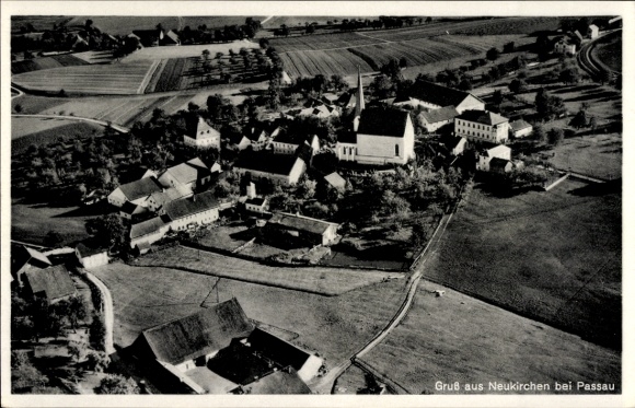 Postcard Neukirchen vorm Wald Lower Bavaria, aerial photograph