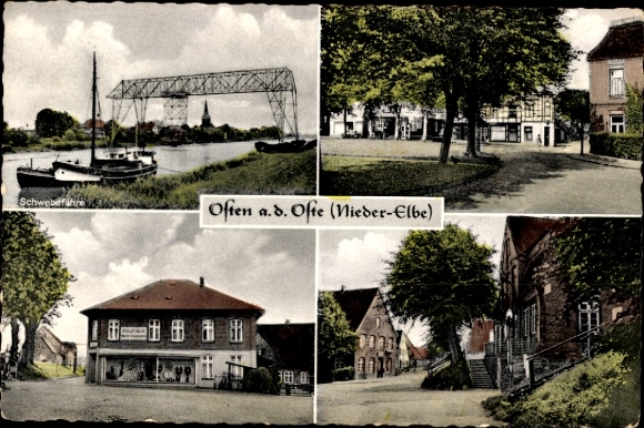 Ak Osten ad Oste Nieder Elbe, transportbrug, warenhuis