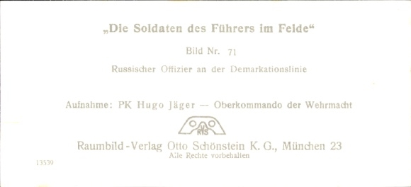 Stereo image photo The Führer's soldiers in the field No. 71 Russian officer, demarcation line