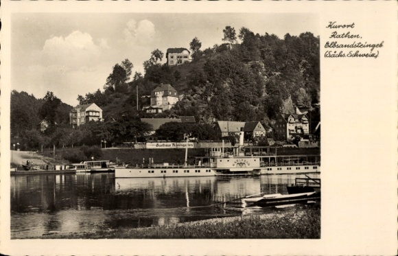 Ak Rathen an der Elbe Sächsische Schweiz, Elbsandsteingebirge, MS Karlsbad