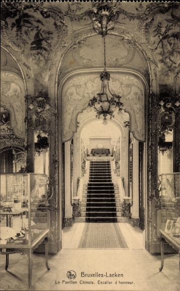 Postcard Laeken Bruxelles Brussels, La Pavillon Chinois, Escalier d&#39;honneur