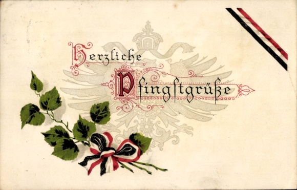 Chromo-Litho congratulations Pentecost, eagle, branches, patriotism