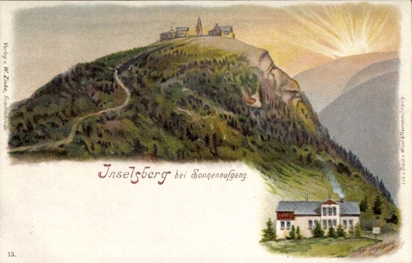 Artist Chromo-Litho Brotterode Trusetal in Thuringia, Inselsberg at sunrise