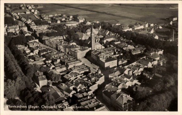 Postcard Pfarrkirchen in Niederbayern, aerial photograph