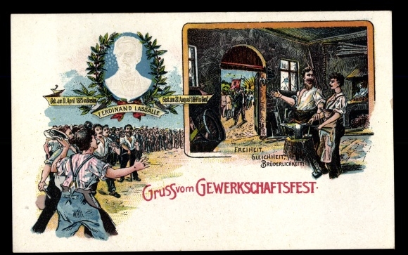 Chromo-Litho union festival, Ferdinand Lassalle, blacksmith, liberty equality fraternity