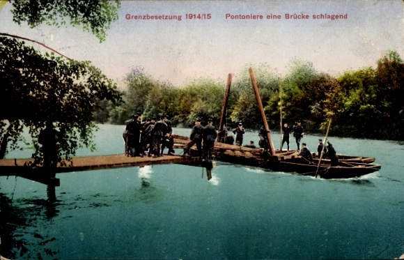 PC Switzerland, border occupation 1914/15, pontooners building a bridge