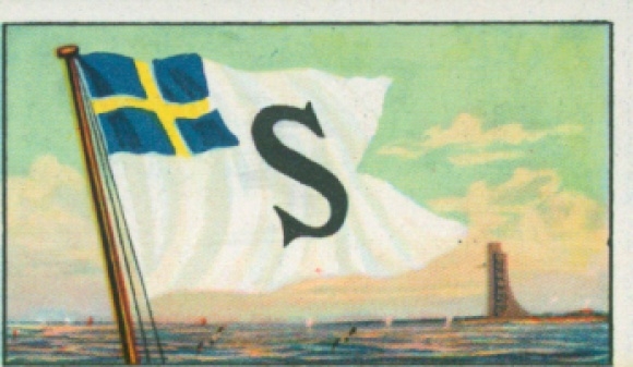 Verzamelfoto rederijvlaggen van de wereldkoopvaardijvloot nr. 132, Stockholms Rederi Ab Svea