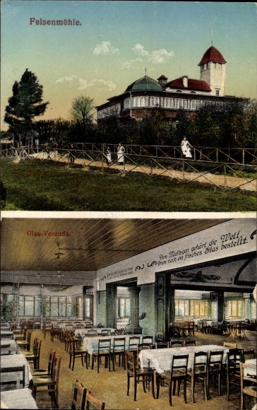 Postcard Ebersbach in Saxony Oberlausitz, Restaurant Felsenmühle, interior view