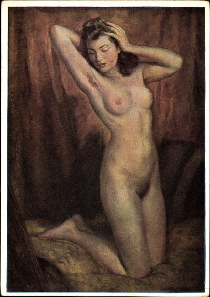 Artist PC Hempfing, Wilhelm, kneeling nude, HDK 405, female nude
