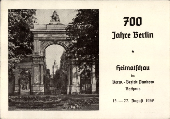 Ganzsachen Ak Berlin Pankow, 700 Jahe Berlin, Heimatschau im Rathaus 1937
