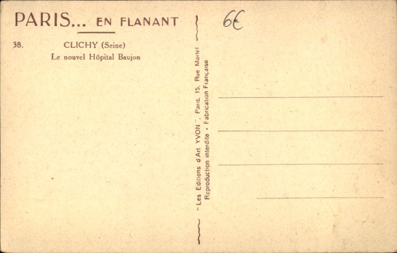 Postcard Clichy Hauts de Seine, Le new Hôpital Baujon