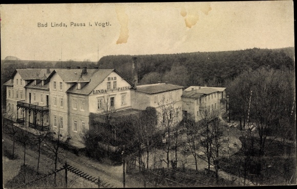 Ak Bad Linda Pausa Mühltroff in Vogtland Saksen, gedeeltelijk uitzicht, hotel