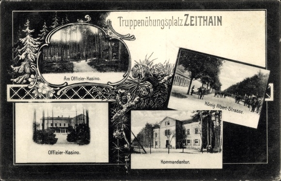 Postcard Zeithain in Sachsen, military training area, officer mess, commander’s office, king Albert Straße