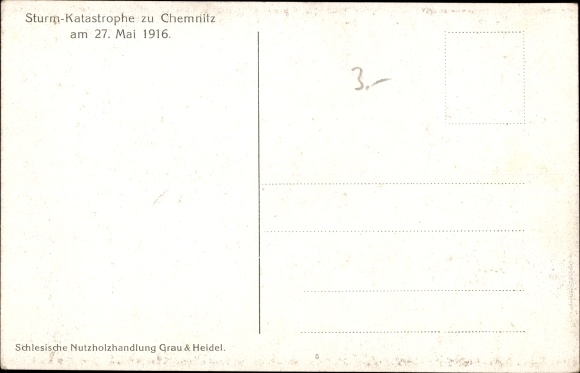 Postcard Chemnitz in Saxony, destroyed buildings, storm disaster 1916