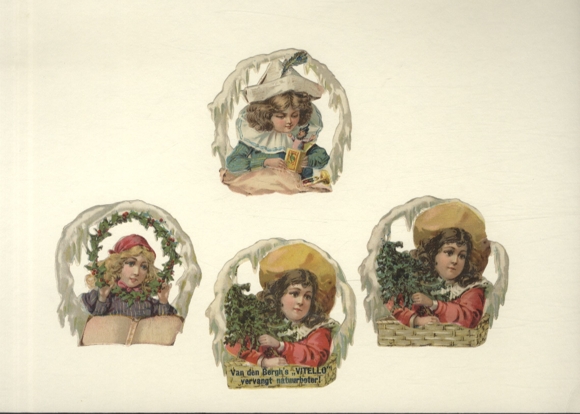 4 wafers "Van den Bergh's "Vitello" ", girl in a winter setting, size approx. 7.5 x 7.5 cm each