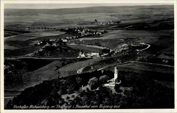 Ak Fronhofen Fronreute in Württemberg, Fliegeraufnahme, Thalheim im Kesseltal, Michaelsberg