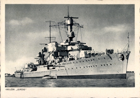 Ak Deutsches Kriegsschiff, Leichter Kreuzer Leipzig, Kriegsmarine, II. WK