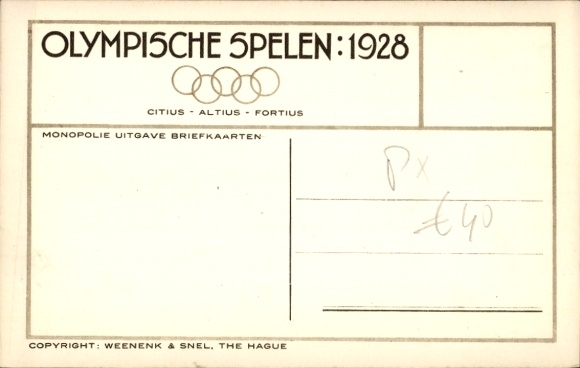 Postcard Amsterdam Olympic Games 1928, Football, Uruguay