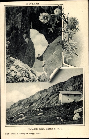 KP Glarus Kanton Glarus Szwajcaria, Martinsloch, Clubhütte Sect. Retia