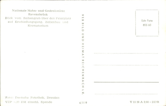 Postcard Ravensbrück Fürstenberg an der Havel, memorial, cell block, crematorium