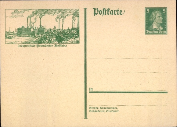 Ak Neumünster in Holstein, Industriestadt, Fabriken, Rauch, Deutsches Reich