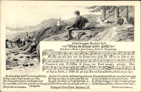 Song Postcard Soph, Hans, When the sun goes down, Erzgebirge dialect 2
