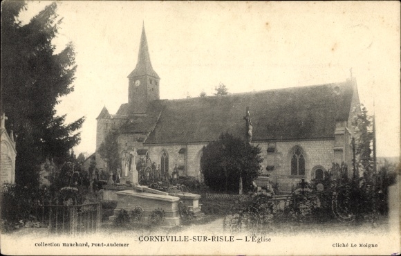 Postcard Corneville sur Risle Eure, The Church