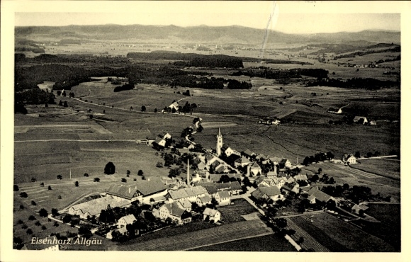 Postcard Eisenharz Argenbühl in Allgäu, aerial photograph